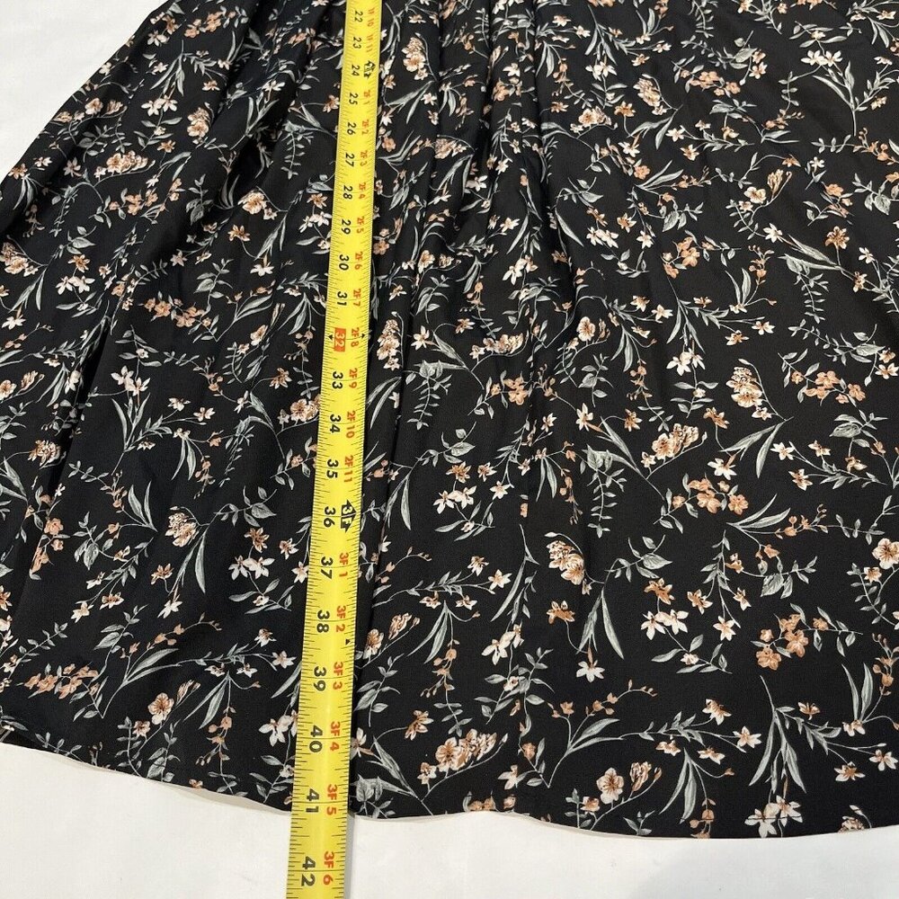 Unique Vintage Black Floral Open Front Tie Fit And Flare Dress Women Size XS/2 - Picture 13 of 14